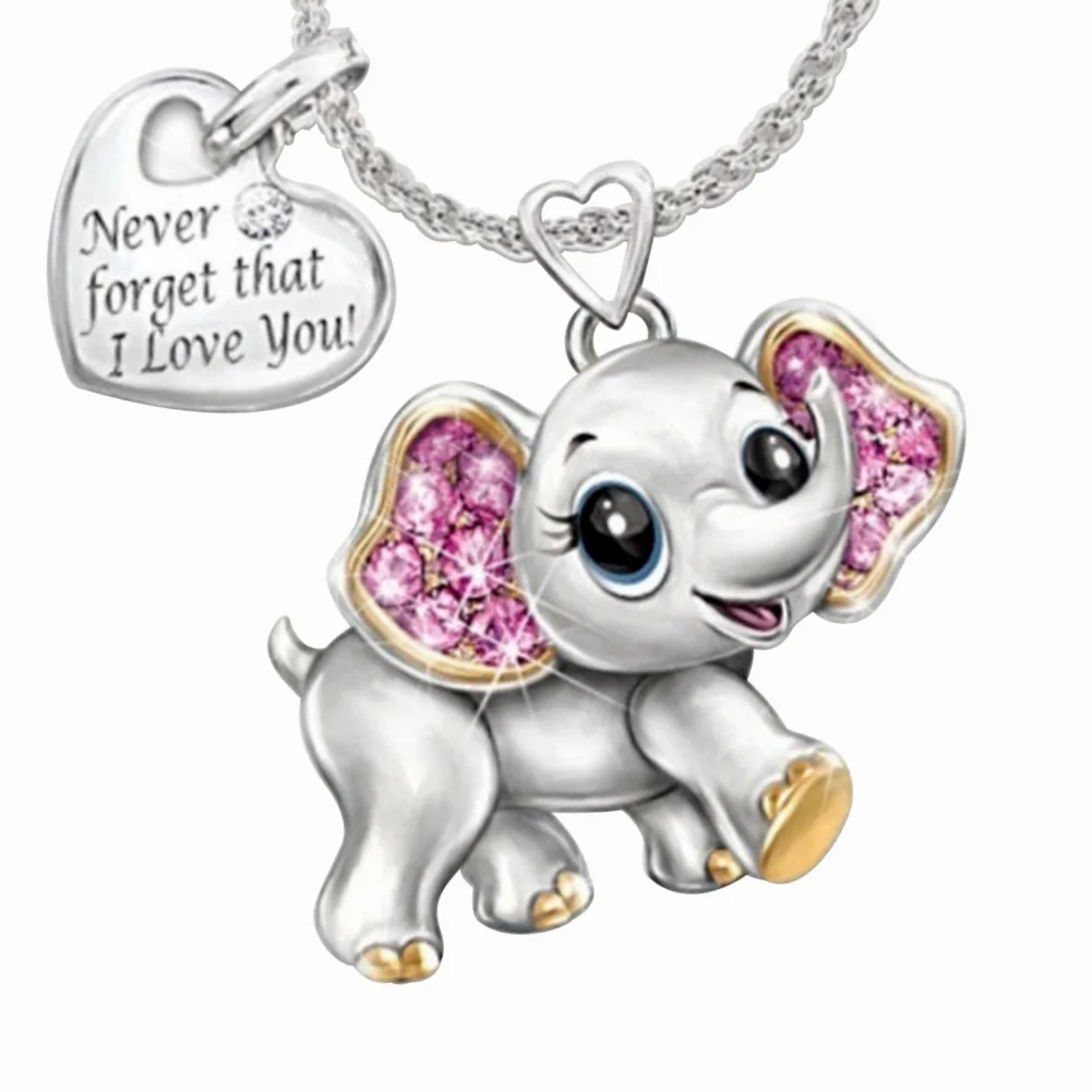 Цепочка с подвеской в виде слона и сердца Я тебя люблю | Украшения аксессуары