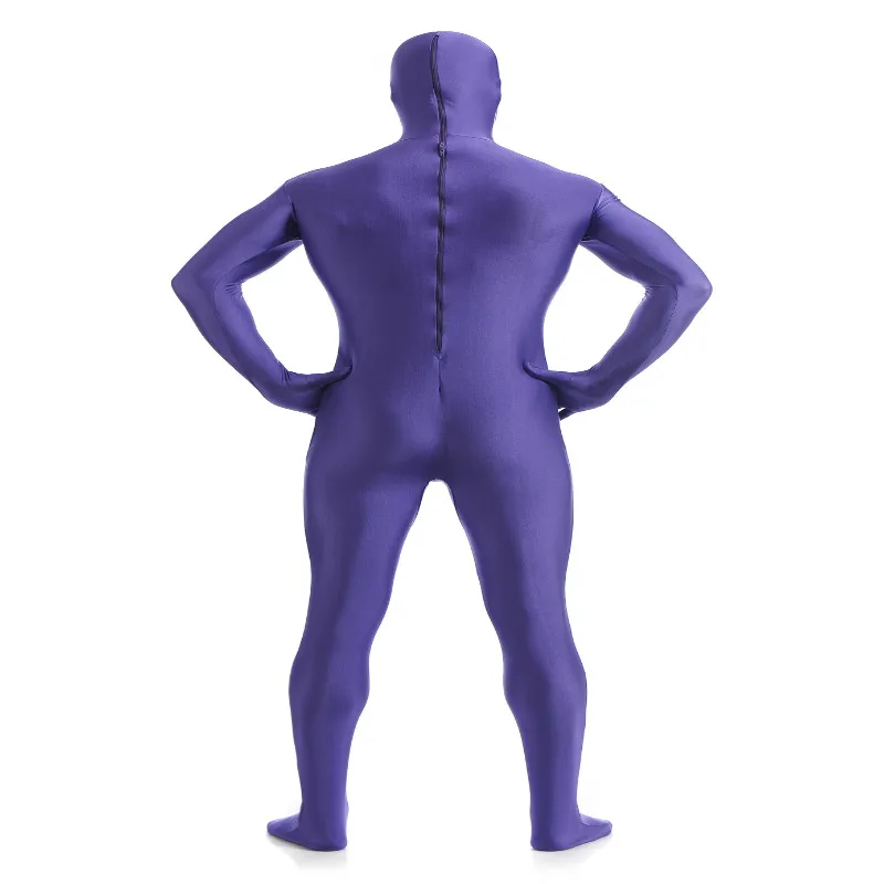 Костюм унисекс с открытым лицом Zentai из спандекса облегающий костюм фиолетового