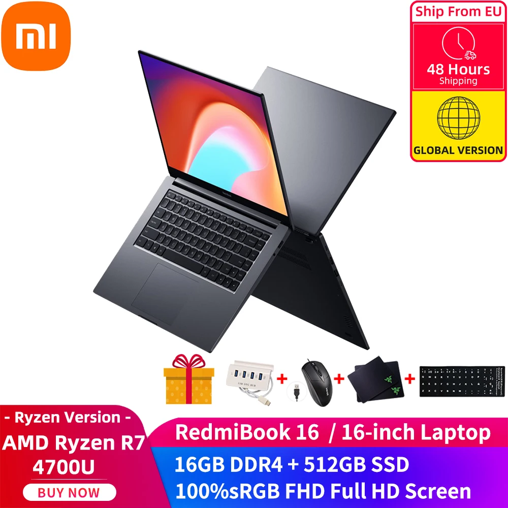 Xiaomi RedmiBook ноутбук 16 1 дюймов AMD Ryzen7 4700U Гб оперативной памяти 512 ГБ SSD 100% sRGB 46Wh