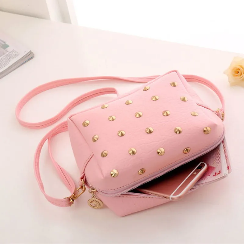 

New 2021 Women Messenger Bags PU Leather Shoulder Cross Body Female Ladies Cute Rivet Mini Bag Handbags Bolsas Femininas