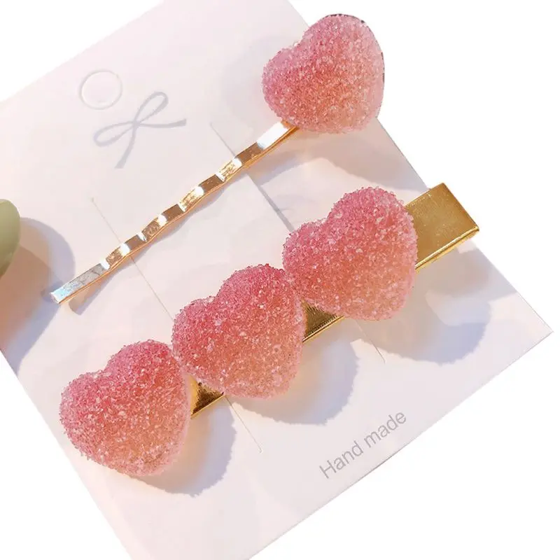 

2 шт. милые заколки для волос в форме сердца мягкие конфетные заколки для волос женские украшения для волос