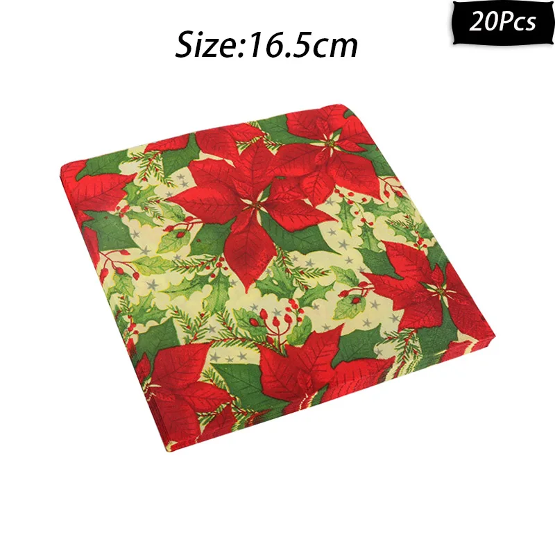xmas napkins-21 WEIGAO 20 шт Рождественский Санта Клаус/Снеговик бумажные салфетки для декупажа день рождения декоративная ткань салфетки - Цвет: xmas napkins-21