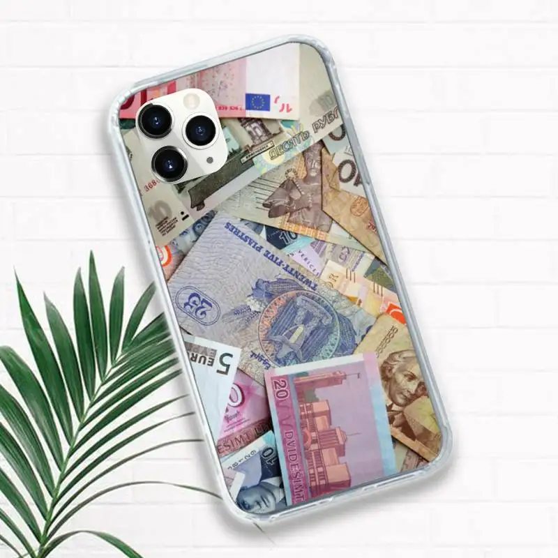 

money cash dollar Ruble Phone Case Transparent for iPhone 11 12 mini pro XS MAX 8 7 6 6S Plus X 5S SE 2020 XR