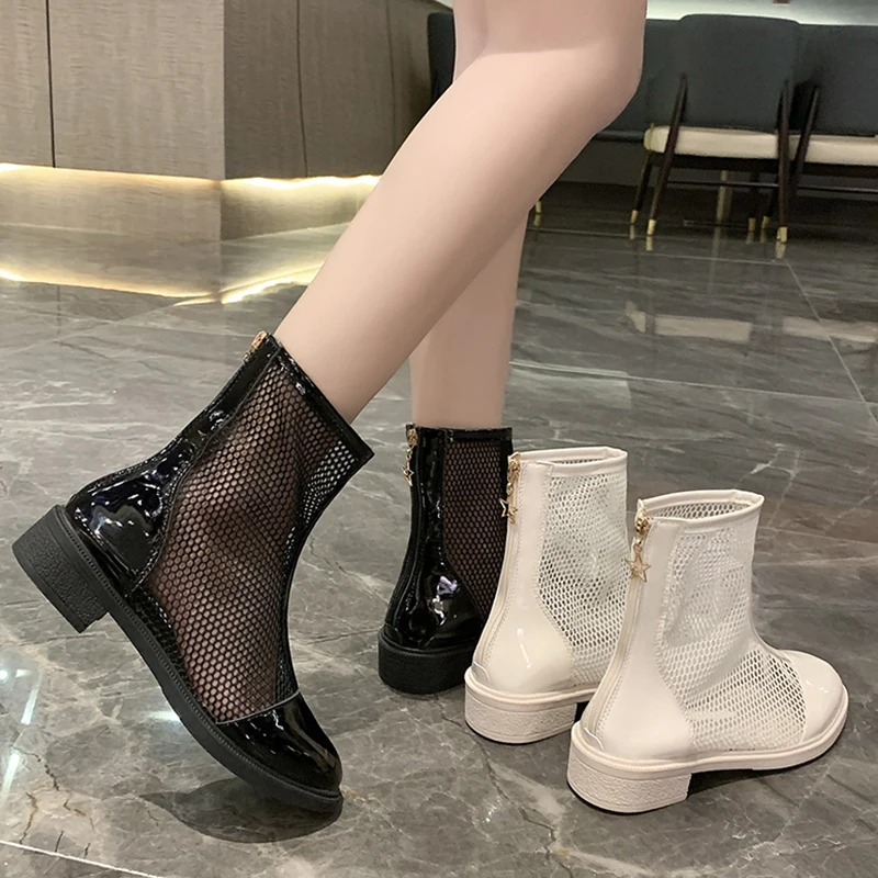 

Brand Women's Shoes Summer Boot Boots-Women Round Toe Fashion Mid-Calf Mid Calf Low 2021 Ladies Rock Autumn Rubber Scandals Fab