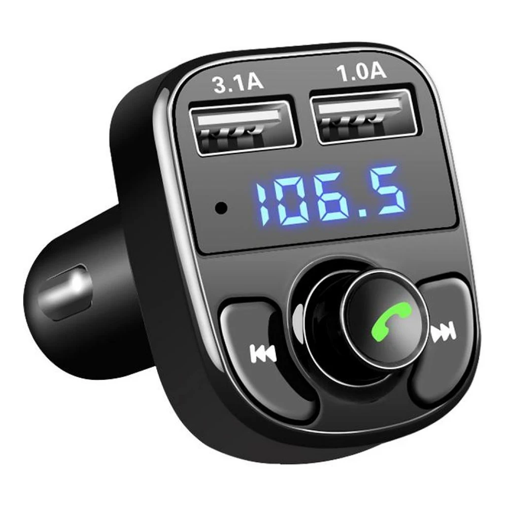 

MP3 Player Bluetooth USB FM Player AUX Transmitter Hands-Free Car Charger Radio Receiver for Car with Dual 3.1A Charging Ports