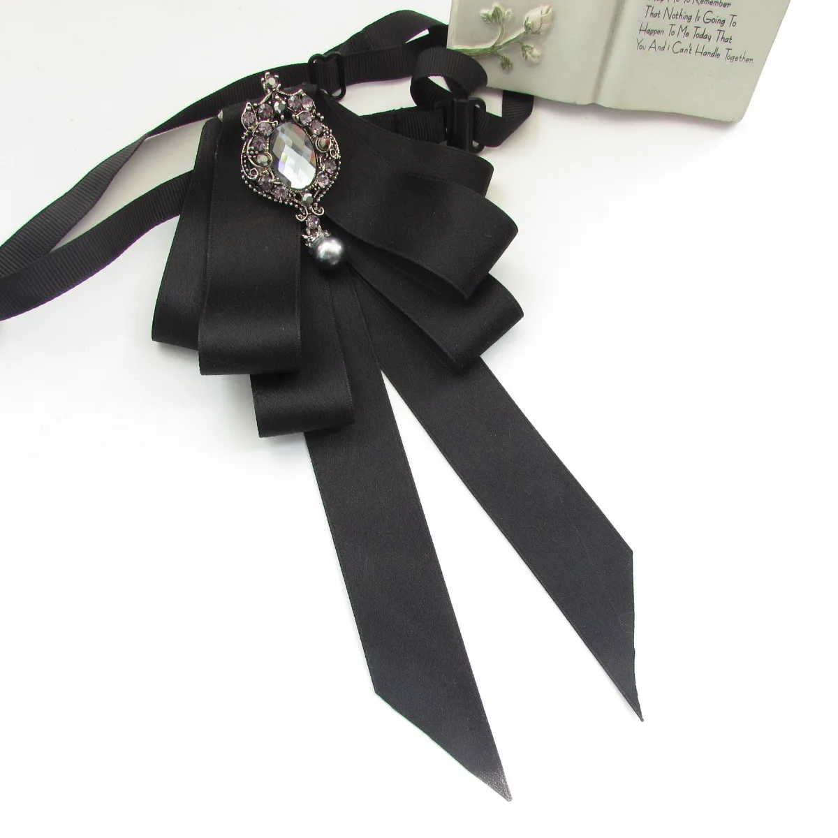 Я-Remiel моды лента Стразы женский галстук-бабочка британский стиль блузка дамский