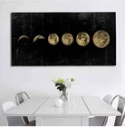 Настенная картина большого размера, Затмение Луны, Минималистский Плакат на холсте, напечатанный длинный баннер, художественная картина, домашний декор