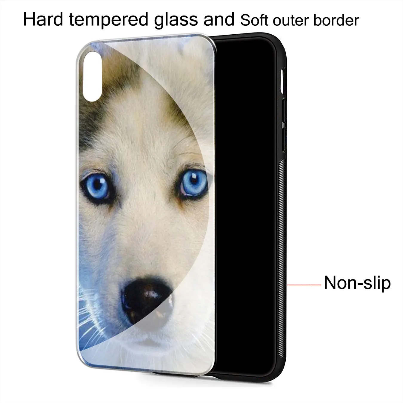 Husky Dog cute Tempered Glass Phone Case for iPhone 11 Pro XR X XS Max 6 6S 7 8 Plus 5 5S SE Cover |