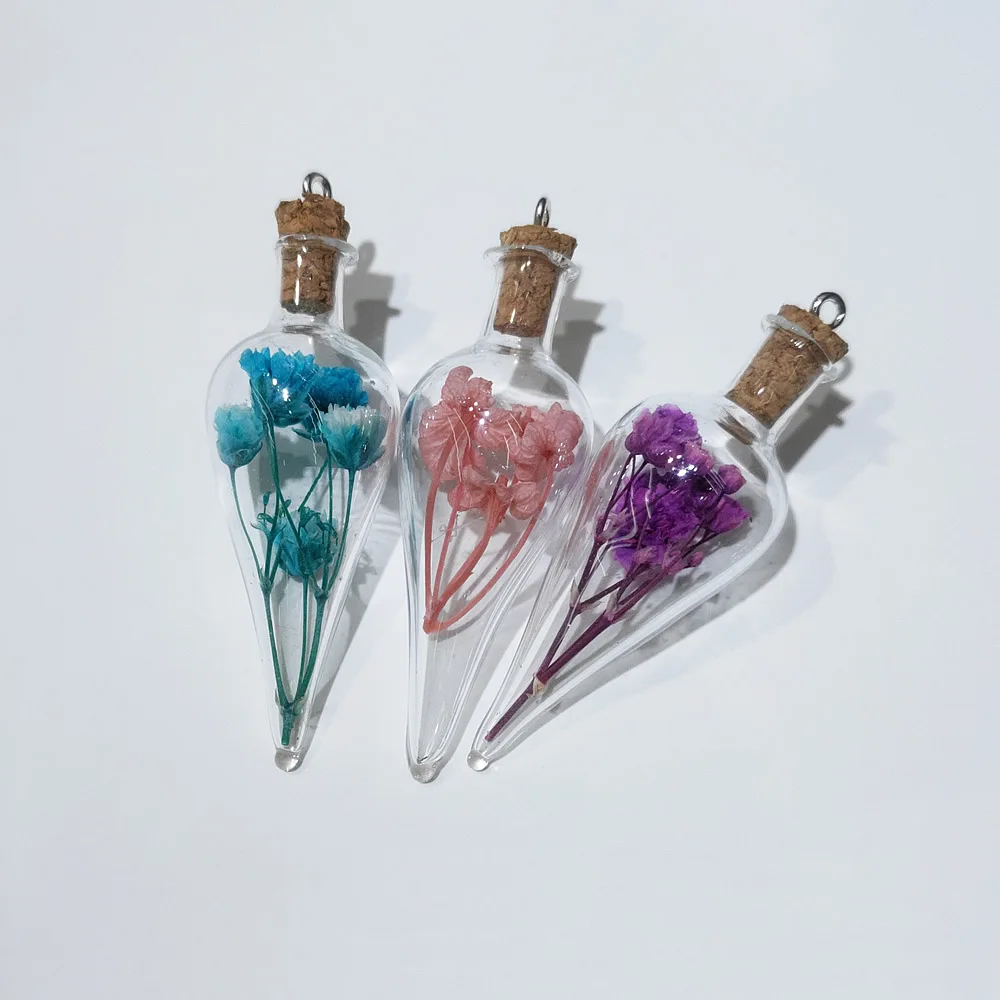 

20x60 мм Популярные Модные прозрачные стеклянные серьги-подвески с сухим цветком, ожерелья, ювелирные изделия, аксессуары для рукоделия, пода...