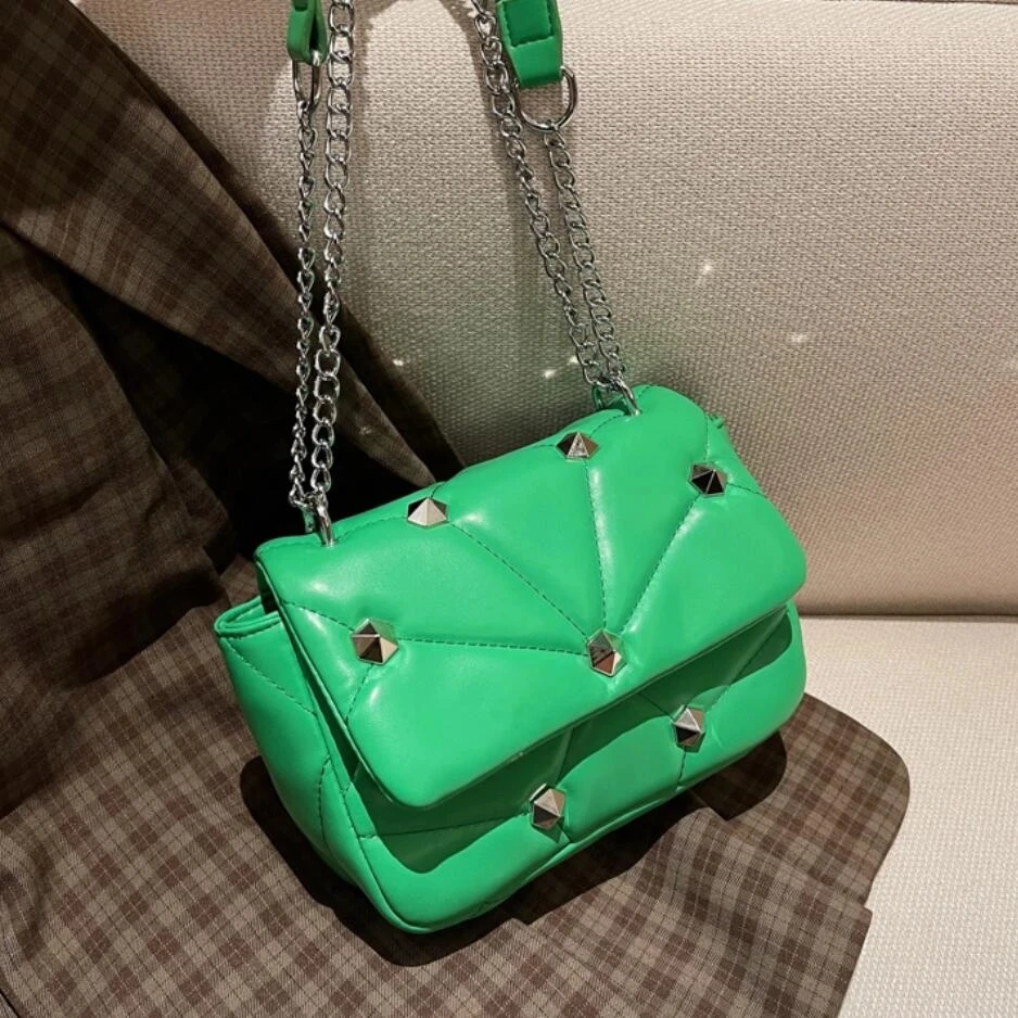 

Black Chain Crossbody Bag PU Leather Shoulder Bags for Women 2021 Winter Simple Handbags and Purses Female Brand Totes