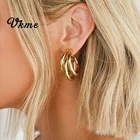 Большие золотистые серьги-кольца в Корейском стиле женские, металлические золотистые висячие серьги с геометрическим дизайном в ретро стиле, Модная бижутерия, 2020