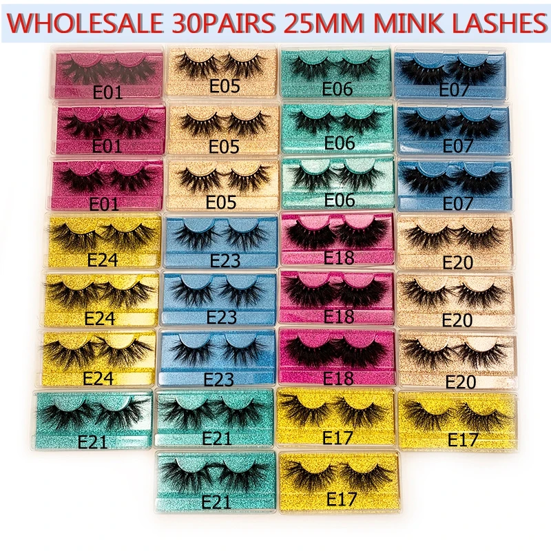 Mikiwi 30pairs Lot 25 mm Mink Fluffy Eyelashes Bulk Wholesale Lashes Mink 25mm Wholesale Dramatic Long Natural Eyelashes Makeup