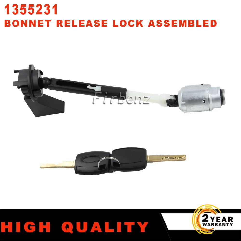 1355231 Bonnet Hood Release Lock Latch Catch Repair Kit Assembly with 2 Keys Replacement For Ford Focus MK2 C Max Kuga 2004-2012