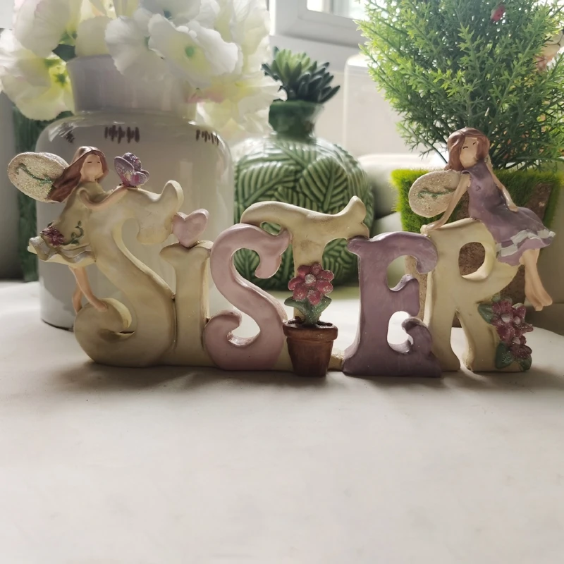 

Cute SISTER Ornaments Micro Landscape Figurine Resin Crafts Decorations