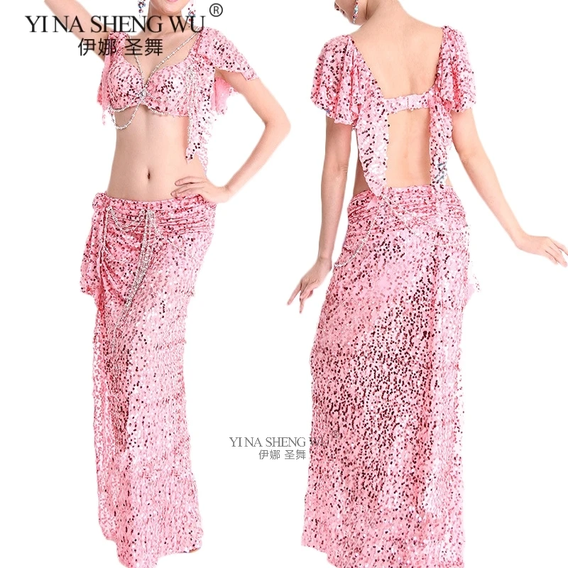 Костюм для танца живота 15 цветов комплект из 2 предметов (бюстгальтер + блестящая