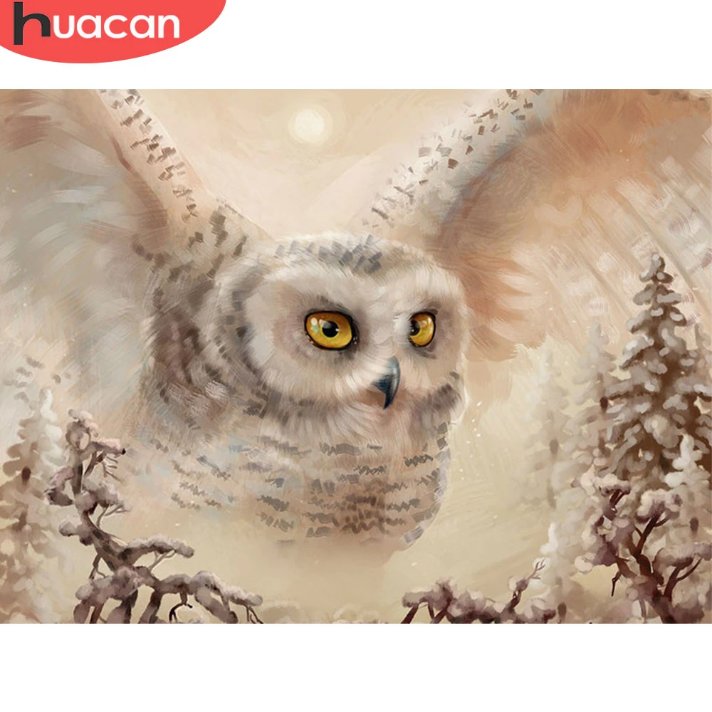 

HUACAN 5D DIY Diamond Painting Kit Owl Full Square/Round Drill Diamond Embroidery Animal Handicraft Home Decor