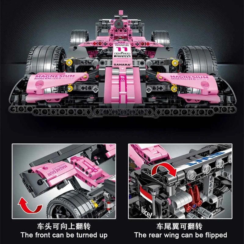 

Technology Series F1 Sports Car Simulation 1:14 Model F1 Color Pink Building Blocks Car 1116pcs Bricks Toys Gift High-Tech