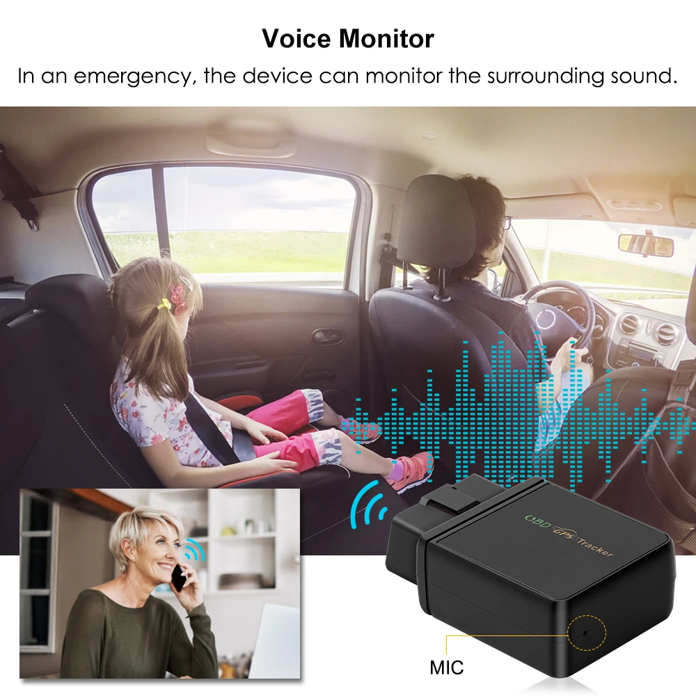 4G OBD GPS трекер OBD2 автомобильный локатор слежения в реальном времени голосовой