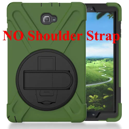 army green Для samsung galaxy Tab A A6 10,1 с S ручкой P580 P585 дети Безопасный противоударный сверхмощный PC подставка чехол с запястье+ плечевой ремень - Цвет: army green