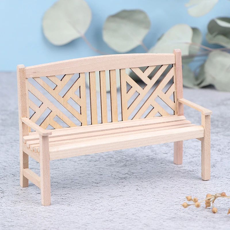 

1:12 Dollhouse Miniature Wood Double Chair Model Garden Furniture Accessories Clearance Sale Gift