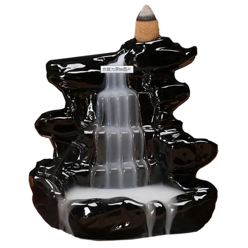 Горы водопад маленький черный Задний поток курильница Керамическая дзен