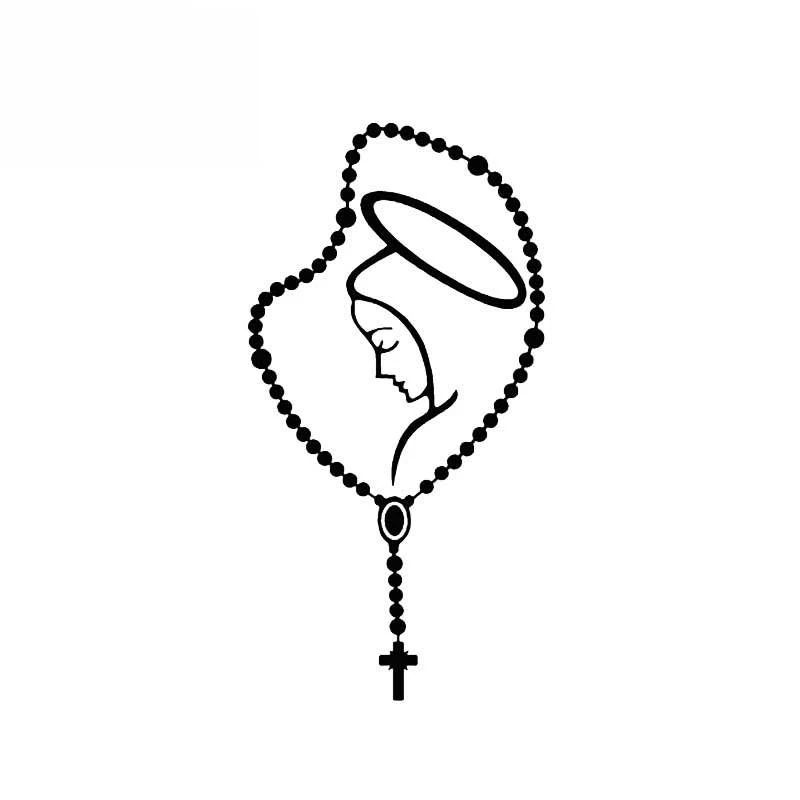 

15cm*8cm ROSARY MARY Spiritual Religious Car Window Car Body Car Sticker Oem Cartoon Vinyl Decal