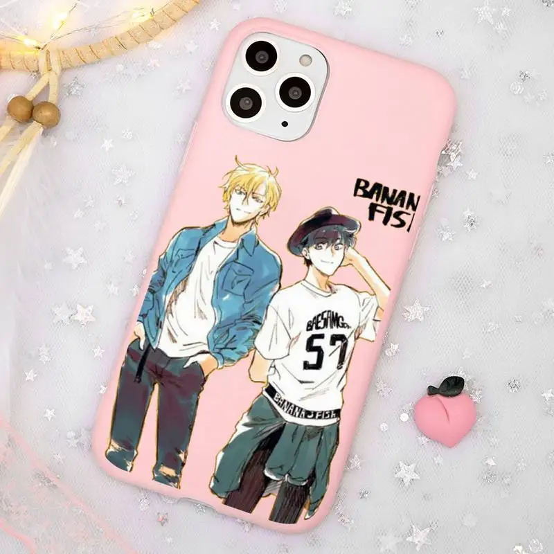 

Banana Fish Anime Phone Case Candy Color Pink for iPhone 11 pro XS MAX 8 7 6 6S Plus X 5S SE 2020 XR