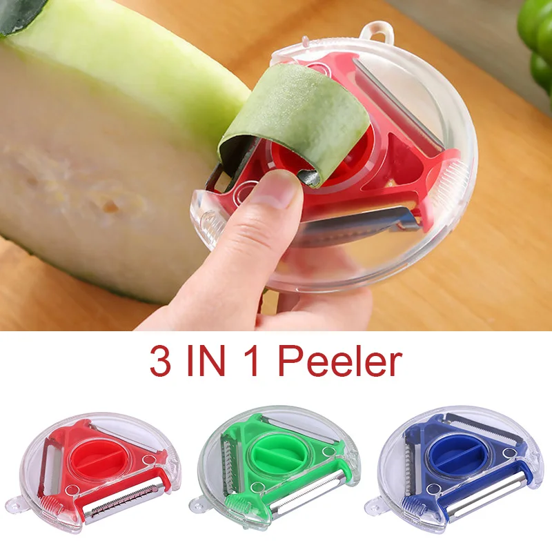 

3 In 1 Fruit Vegetable Peeler Stainless Steel Blade Shredder Julienne Cutter Easy to Clean Kitchen Tools 3 Colors