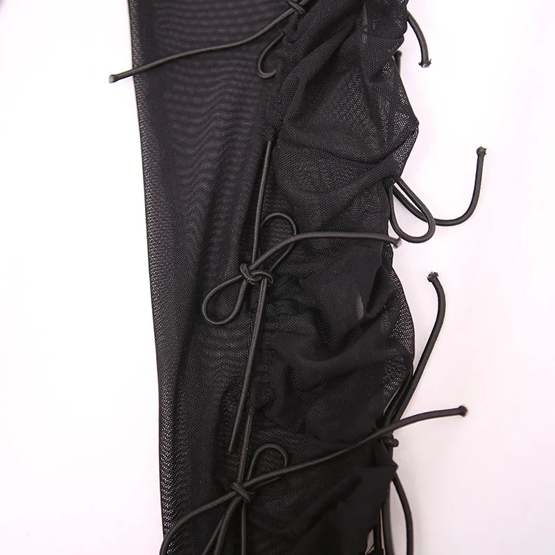 Женские сексуальные колготки в сеточку отверстие леггинсы шнурок черный