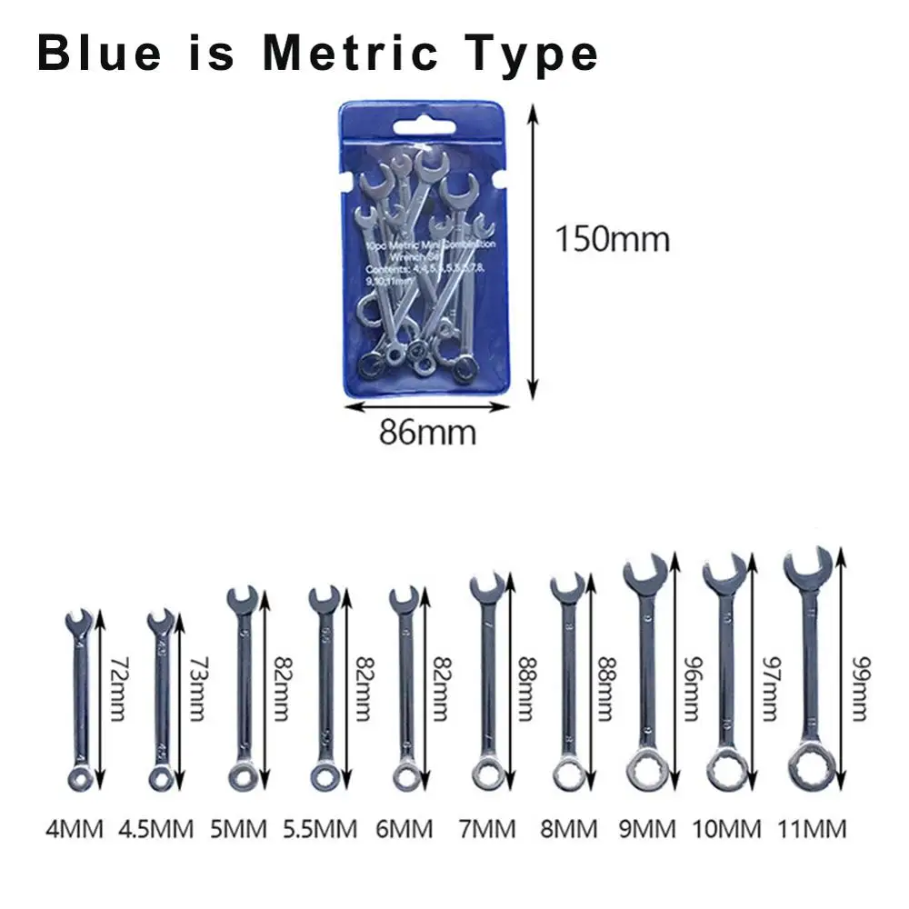 10 шт Мини ключи дюймовый стандарт набор гаечных ключей Ручной инструмент