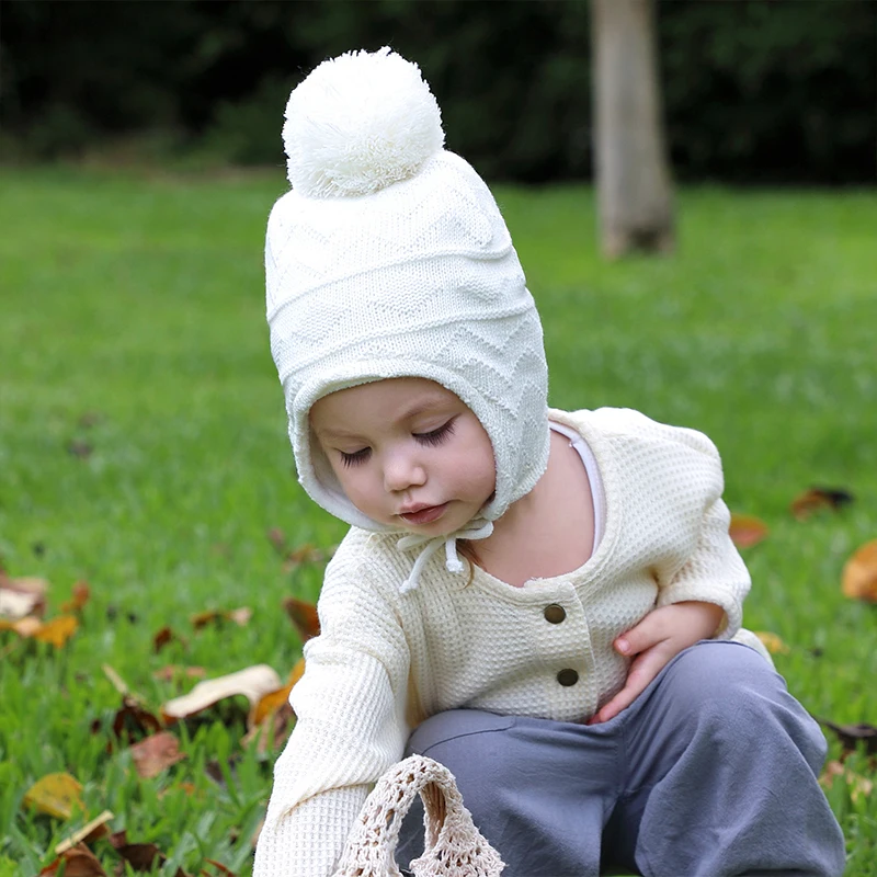

Детские шапки шарфы и перчатка, комплект из 2 предметов, детские вязаные шапки с помпоном, шапка, однотонный зимний теплый костюм для мальчик...