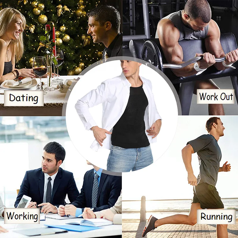 

Mens Slimming Body Shaper Male Belly Abdomen For Corrector Compression Chest Fat Burn Chest Tummy Shirt Sleeve Corset