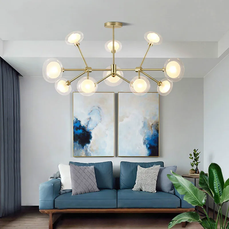 Постмодернизированная двойная стеклянная люстра Modo Globe светодиодная с