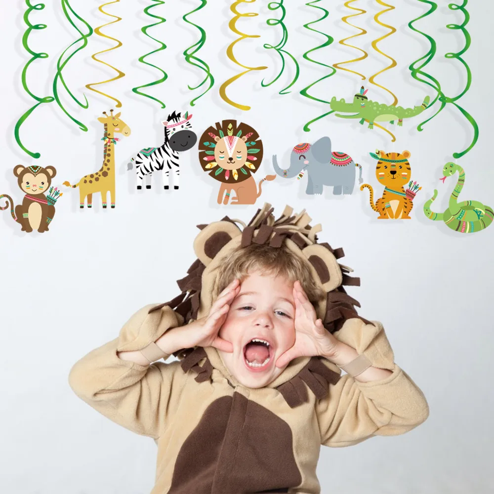 Baby Shower индийские Животные висит завитки Safair джунгли вечерние Dcorations лесной ПВХ