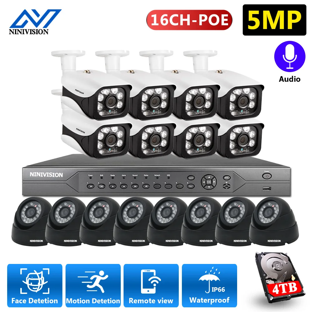 

H.265 16CH CCTV System s Camera NVR 4k Ultra HD Waterproof 5.0MP Security IP Camera P2P система видеонаблюдения