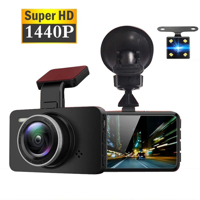 2021 новый HD 1440P Автомобильный видеорегистратор с тремя записями скрытый ночным