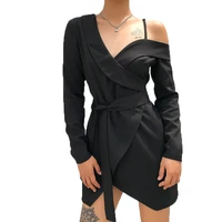 summer dress spaghetti strap dress new sexy long sleeve v neck lace up dress hollow out high waist fashion club party dress