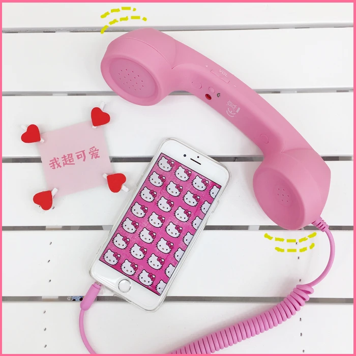 Pink LDYE Высокое качество Классический ретро 3,5 мм Удобная телефонная трубка мини микрофон динамик телефонный звонок приемник для Iphone samsung huawei - Цвет: Pink