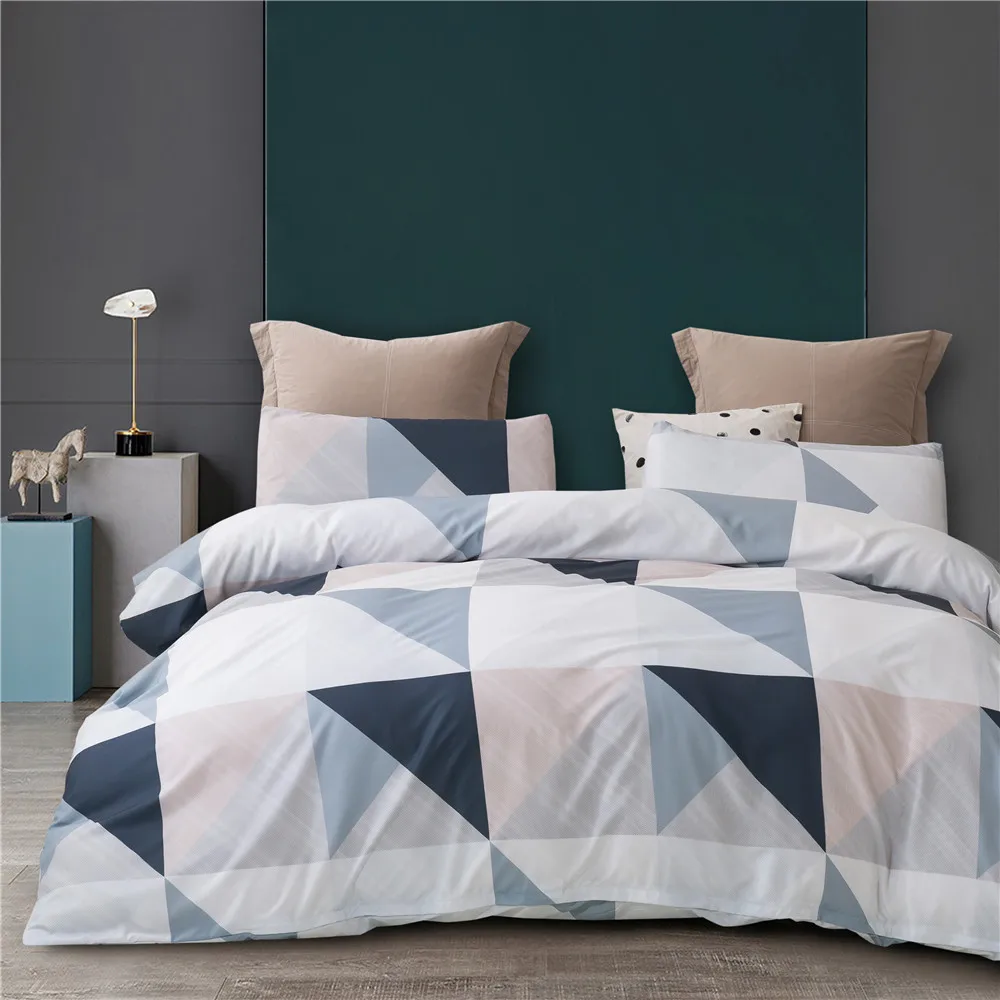 

Modern Simple Geometric Style Bedding Set Double Bed Home Textiles Summer Printing Three-Piece Quilt Cover Bedspreads For
