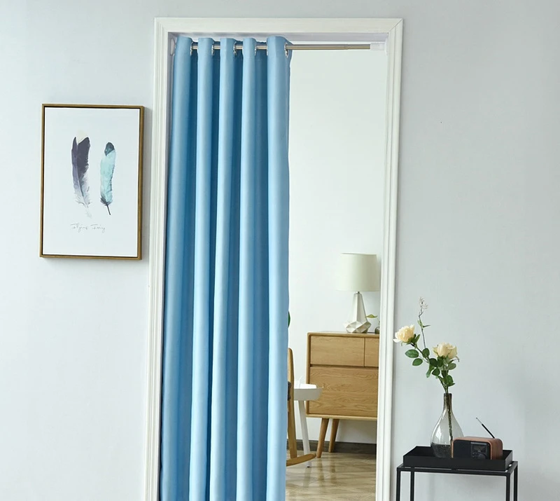 1 шт. втулка Топ сплошной цвет затемненные двери занавески для гостиной разделенный дверной проем занавески тепловые современные занавески WP0923