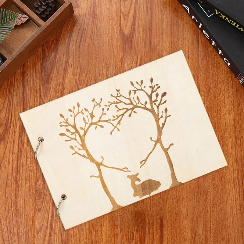 

Personalized Guestbook A4 Wooden Notebook Album Custom Name & Date Lettering Book Christmas gifts DIY Guest Book