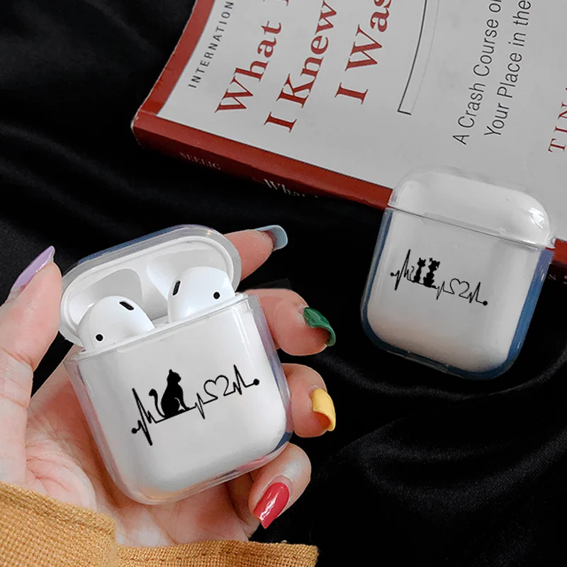 Мягкий силиконовый чехол для Air pods Apple airpods роскошный с мультяшным сердцем кошкой