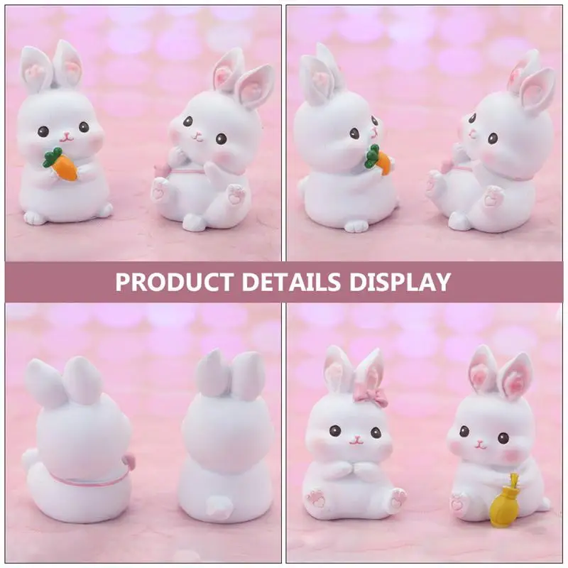 

4pcs Delicate Easter Bunny Cake Decoration Rabbit Cake Ornament Cute Bunny Miniatures