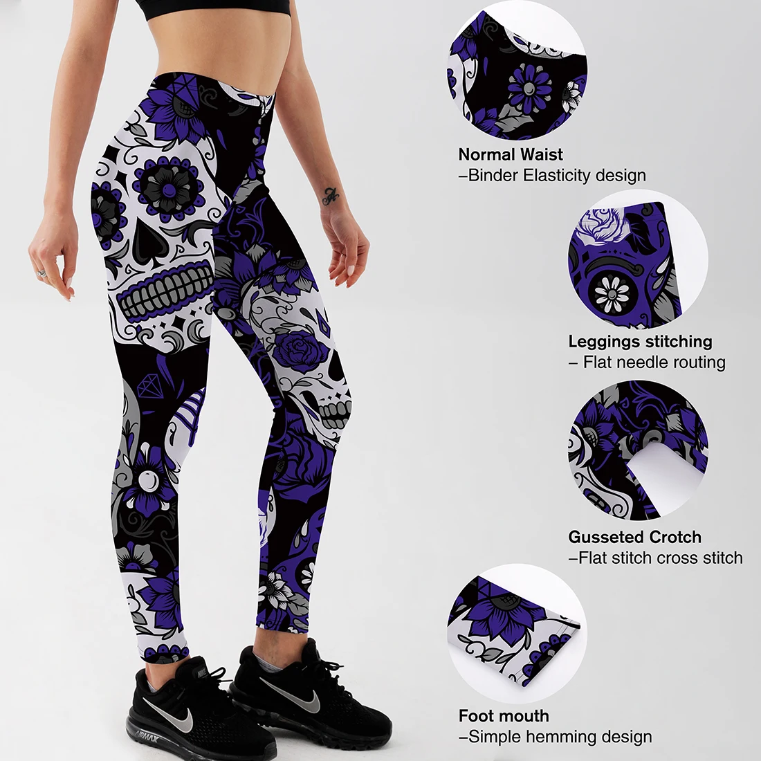 Qickitout леггинсы для фитнеса женская обувь высокого качества с фиолетовым черепом