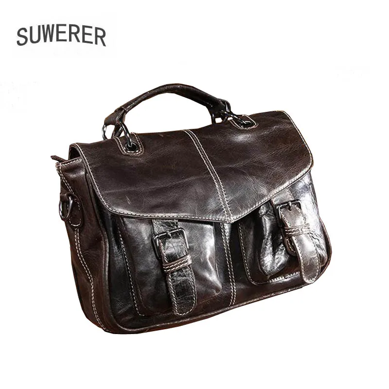 

SUWERER Genuine Leather women bag luxury handbags women bag designer cowhide leather shoulder bag women real cowhide leather bag