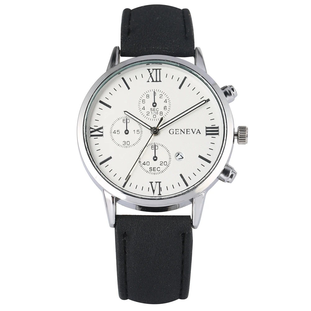 Простые кварцевые часы с белым циферблатом черный/золотой/розовое золото