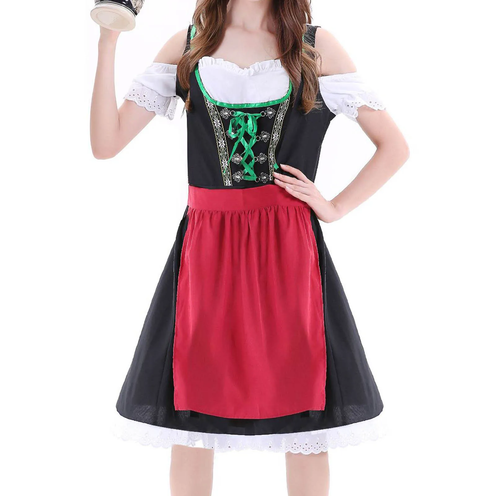 

Fashion Dresses Women Costume Casual Maidservant Cosplay Dress Ladies Summer Garment Acting Clothes Splicing Sexy Dress