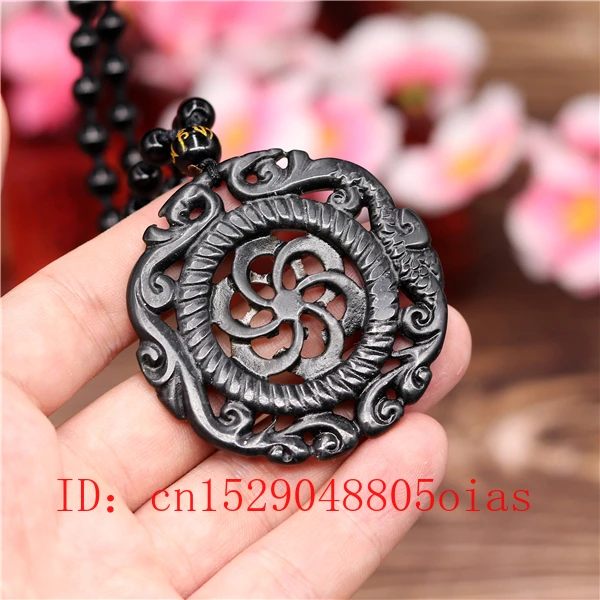 Натуральный черный зеленый китайский Нефритовый дракон ожерельлье из бисера