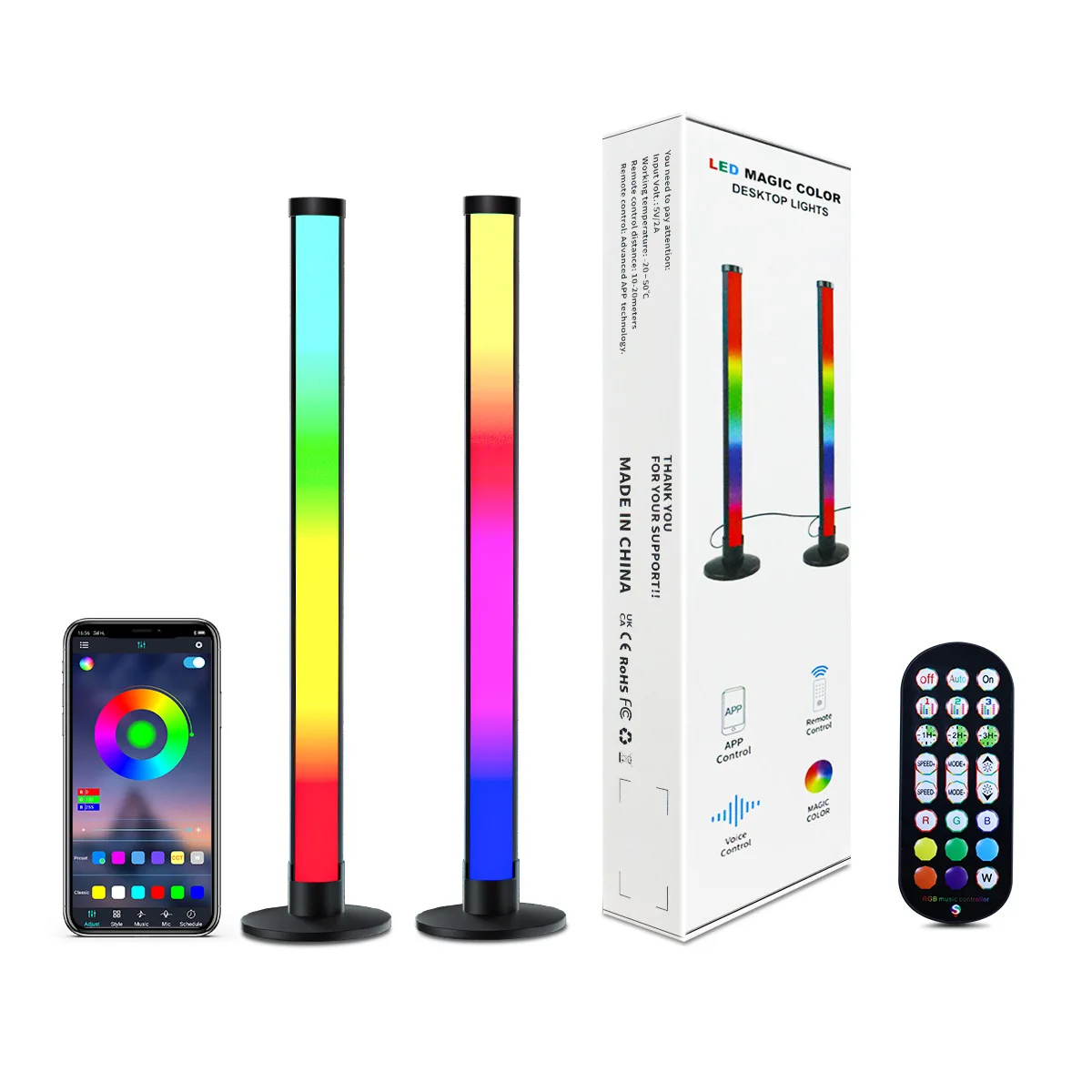 New RGB LED Light Smart RGB Light Bars Scene Music Sync Bluetooth-APP Colorful Night Lamp Entertainment PC TV Room Decoration