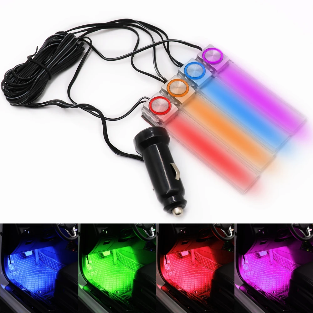 4 шт. автомобильный атмосферный свет s RGB светодиодная ленсветильник цвета
